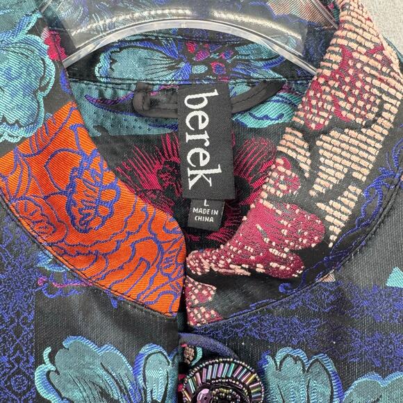 Berek Multicolored Satin Patchwork Jacquard Floral Print Collared Jacket - Picture 11 of 13